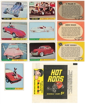 1964 Topps "Hot Rods" Complete Set (66) – With Wrapper and 1967-68 Back-Color Variations (27 Different)